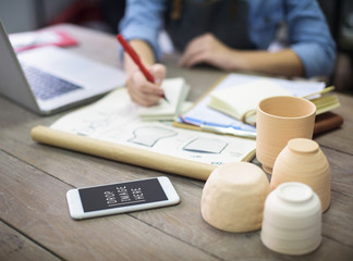 Artisan working in a ceramic studio