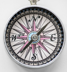 Closeup of compass navigation tool isolated