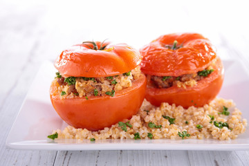 baked tomato with barley grain