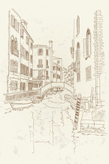 vector sketch of Street scene in Venice, Italy.
