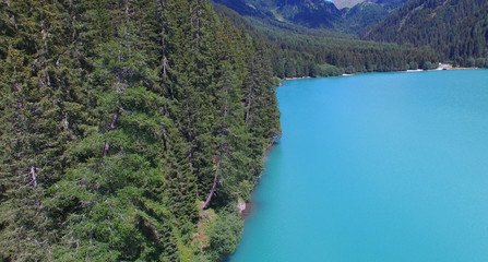 Beautiful alpin lake, aerial view in summer season