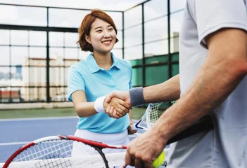 Fotobehang Tennis Player Shake Hands Match Done Concept © Rawpixel.com