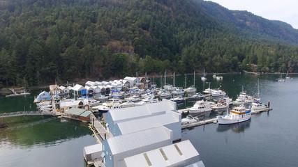 Genoa Bay aerial view in Vancouver Island