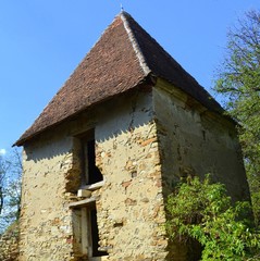 Ruins. Fortified medieval saxon evangelic church in the village Felmer, Felmern, Transylvania,...