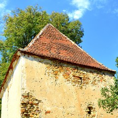 Ruins. Fortified medieval saxon evangelic church in the village Felmer, Felmern, Transylvania,...