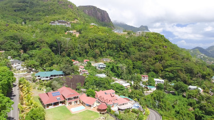 Fototapeta na wymiar Aerial view of Mahe' Coastline, Seychelles