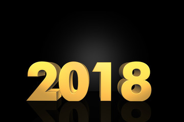 2018 happy new year 3d render