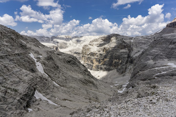 Fototapeta na wymiar Panorama from the summit of Sass Pordoi. Dolomites. Italy.