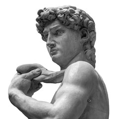 Statue of a famous statue by Michelangelo - David from Florence, isolated on white