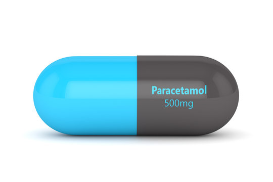 3d rendering of paracetamol pill over white