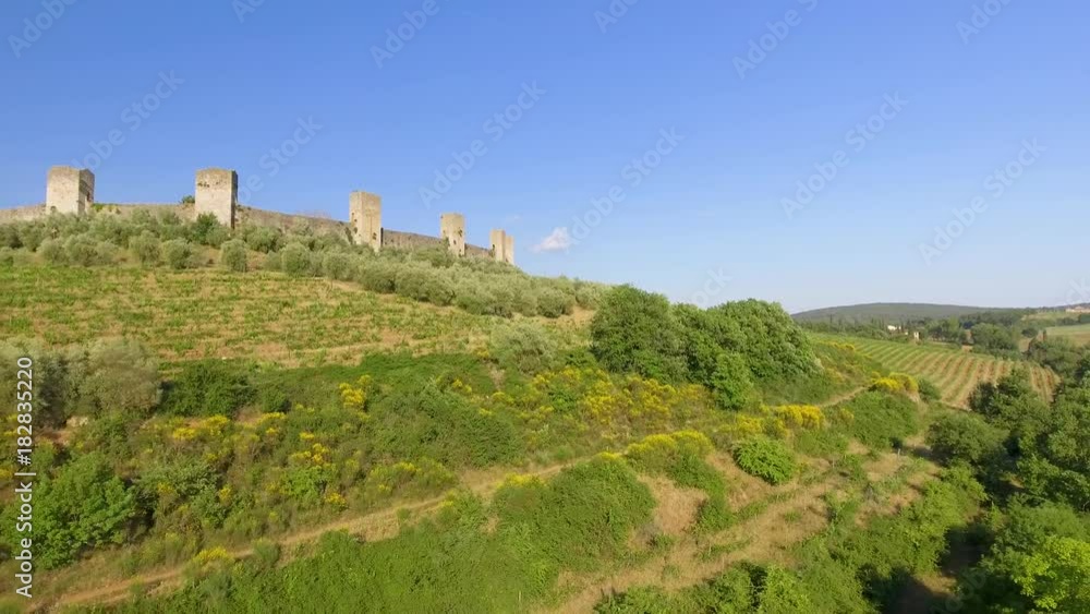 Wall mural aerial view of monteriggioni medieval town, tuscany