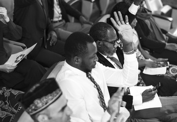  A Business Man Raised His Hands