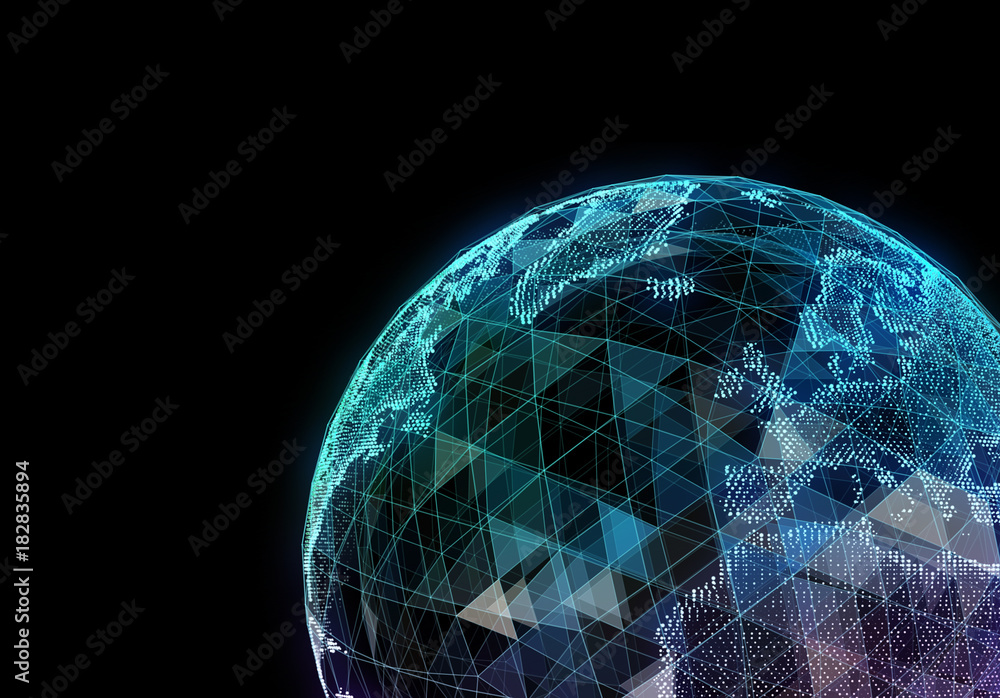 Aufkleber abstract network data connection technology. digital background. 3d illustration