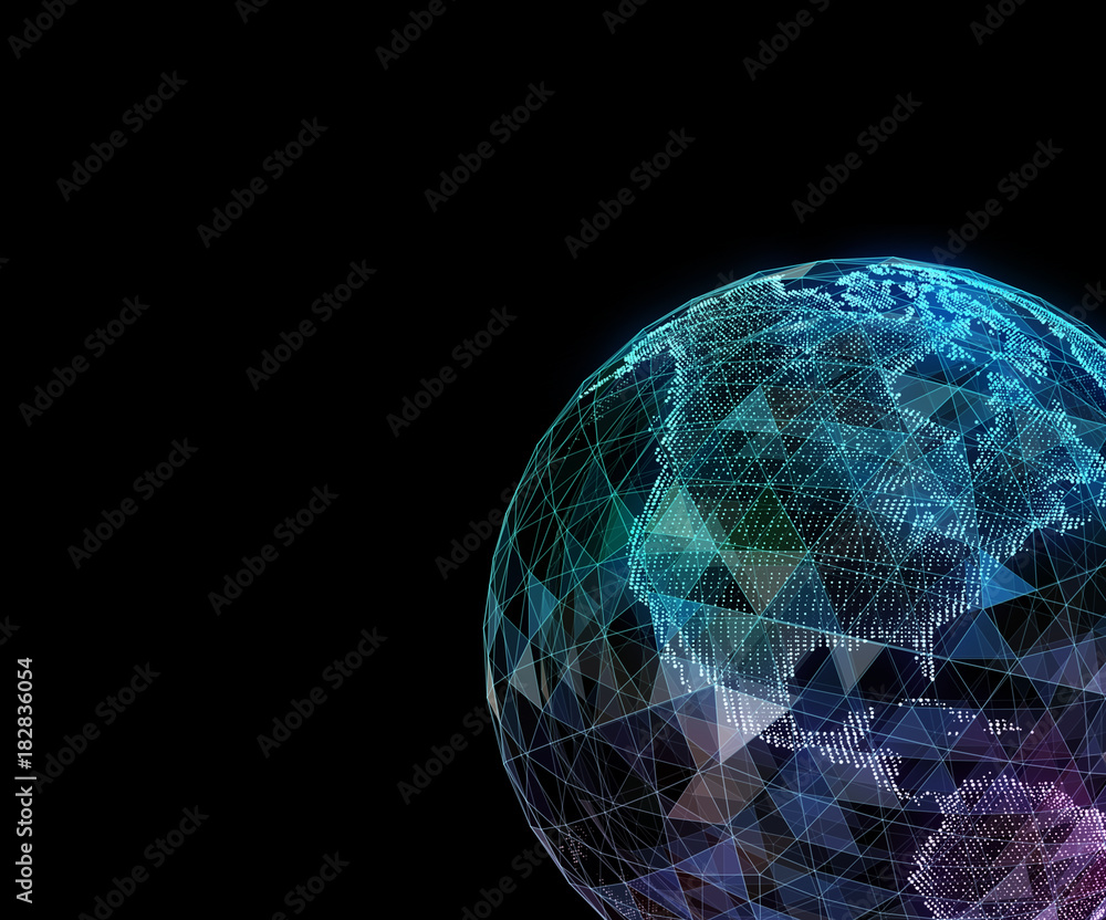 Aufkleber abstract network data connection technology. digital background. 3d illustration