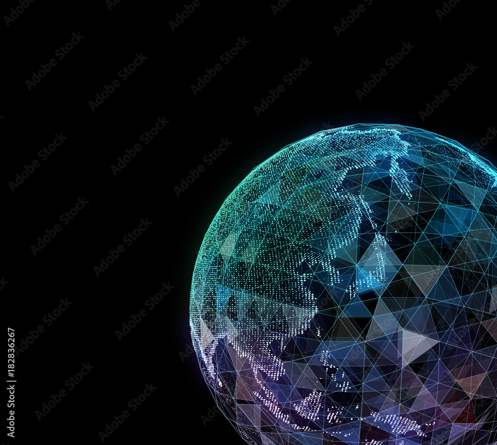 Aufkleber abstract network data connection technology. digital background. 3d illustration