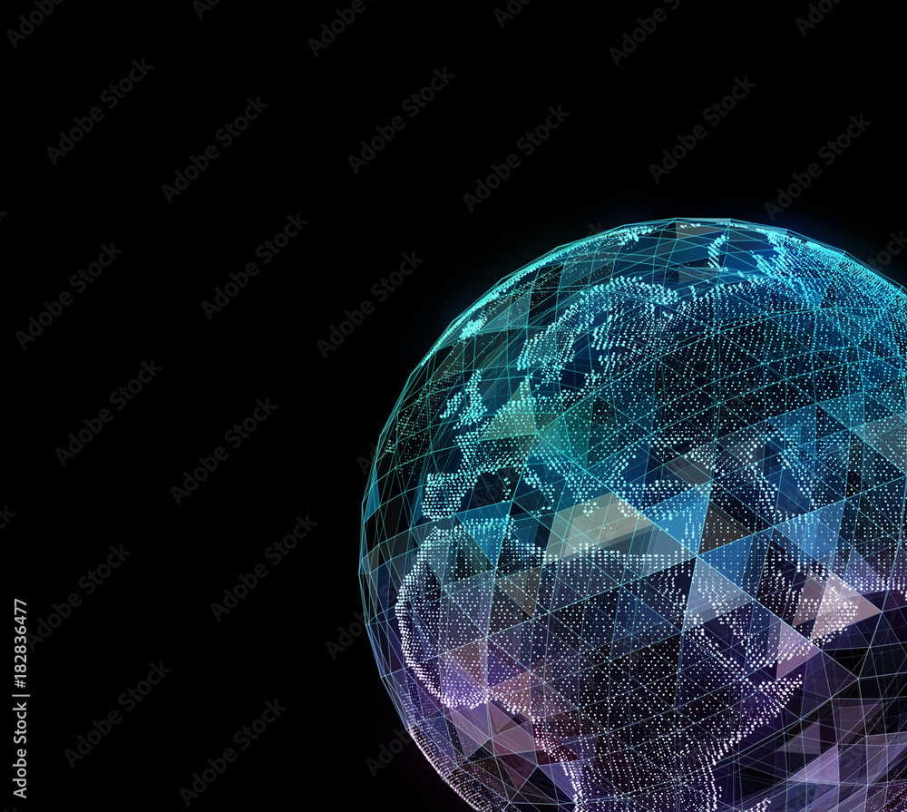 Aufkleber abstract network data connection technology. digital background. 3d illustration