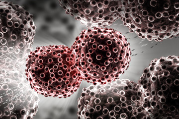 3d rendered Digital illustration of lung cancer cells in color background