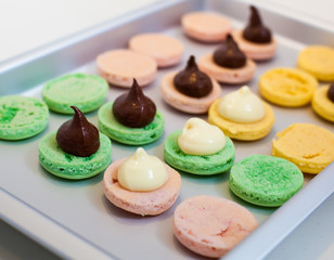 Sweet dessert french macarons