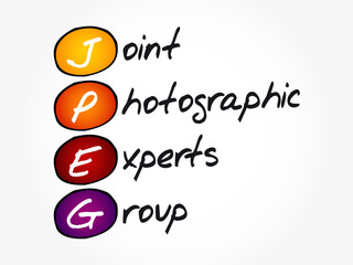 JPEG - Joint Photographic Experts Group acronym, concept background