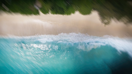 Aerial downward view of tropical beach