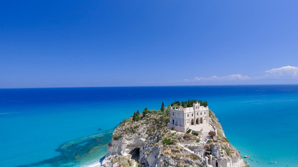Aerial view of Tropea coastline in Calabria, Italy - obrazy, fototapety, plakaty