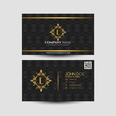 Vintage Business Card with Black Pattern 