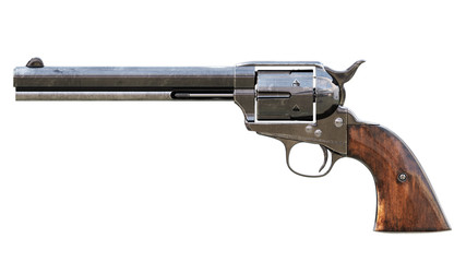 Vintage revolver isolated. 3D render - obrazy, fototapety, plakaty