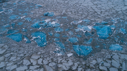 Ice floes in Iceland from above