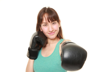 female boxer throwing a left jab