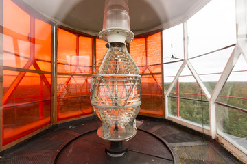 Closeup of a Fresnel lens of a lighthouse in Estonia