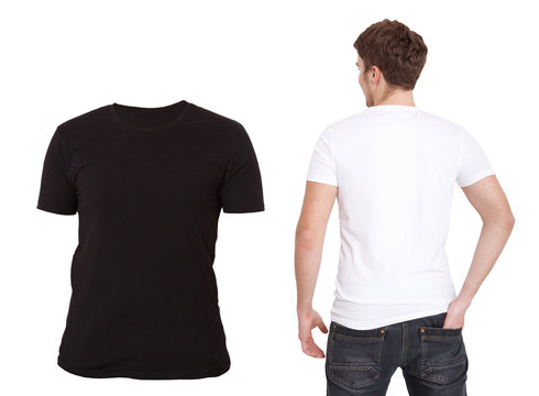 T-shirt template. Front and back view. Mock up isolated on white background. Blank Shirt. Two Shirts
