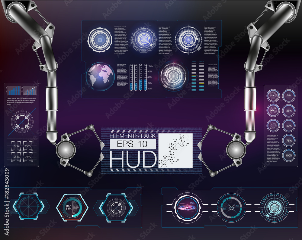 Poster Futuristic user interface. HUD UI. Abstract virtual graphic touch user interface. Vector science abstract. Vector illustration.