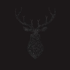 Deer bokeh isolated on black background. vector illustration