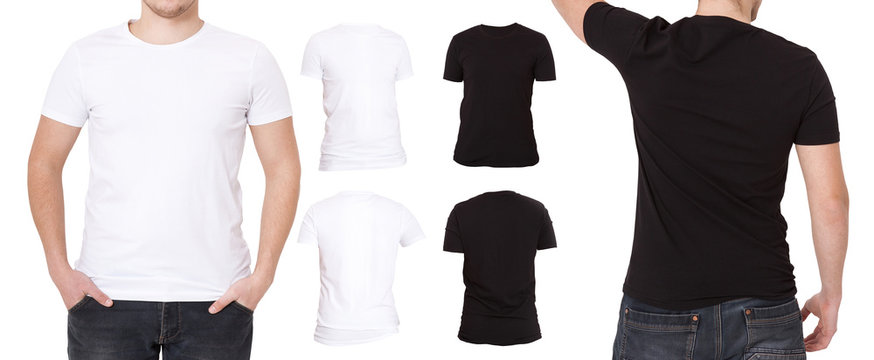 T Shirt Set. Black White Shirts isolated.