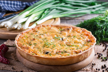 Traditional onion cheese quiche - quiche lorraine