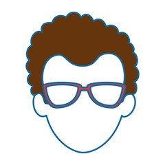 young man head avatar character vector illustration design