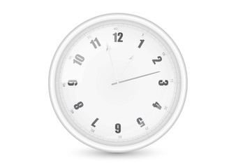 White wall office clock, vector illustration