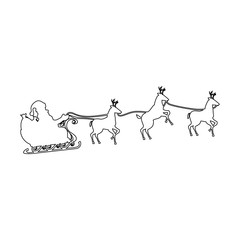 santa carriage with reindeer flying vector illustration design