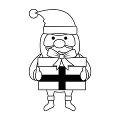 cute santa claus with gift present vector illustration design