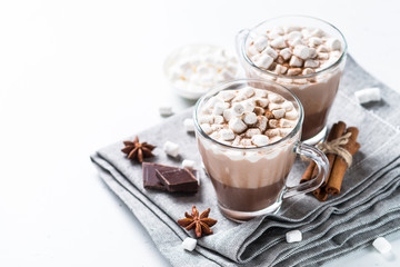 Hot chocolate or cocoa with marshmallow.