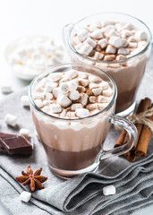 Hot chocolate or cocoa with marshmallow.