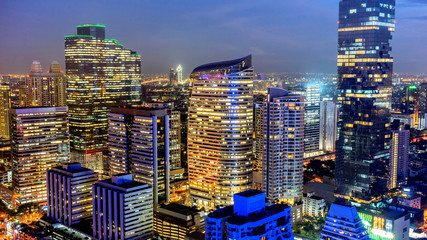 Bangkok City - Aerial view  Bangkok city downtown skyline of Thailand , Cityscape Thailand