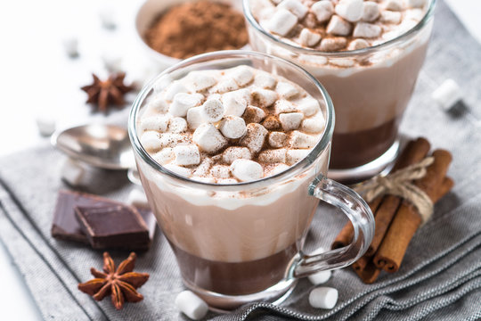 Hot chocolate or cocoa with marshmallow.