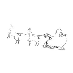 Fototapeta na wymiar santa carriage with reindeer flying vector illustration design