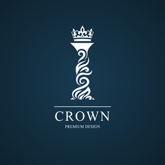 Elegant letter I. Graceful royal style. Calligraphic beautiful logo. Vintage drawn emblem for book design, brand name, business card, Restaurant, Boutique, Hotel. Vector illustration