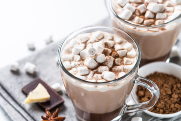 Hot chocolate or cocoa with marshmallow.