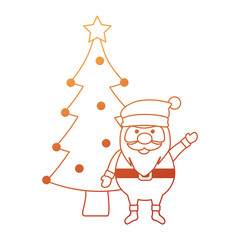 cute santa claus with tree vector illustration design