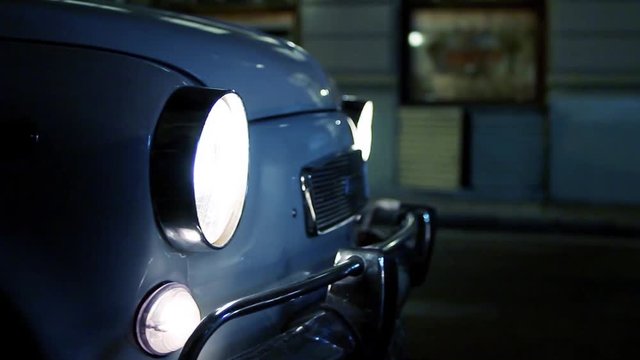 Blue vintage Car Parked, Fiat 600