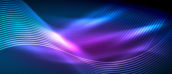 Fototapeta na wymiar Glowing abstract wave on dark, shiny motion