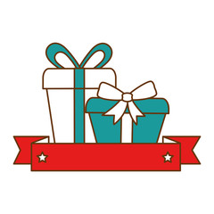 gift box presents with ribbon vector illustration design